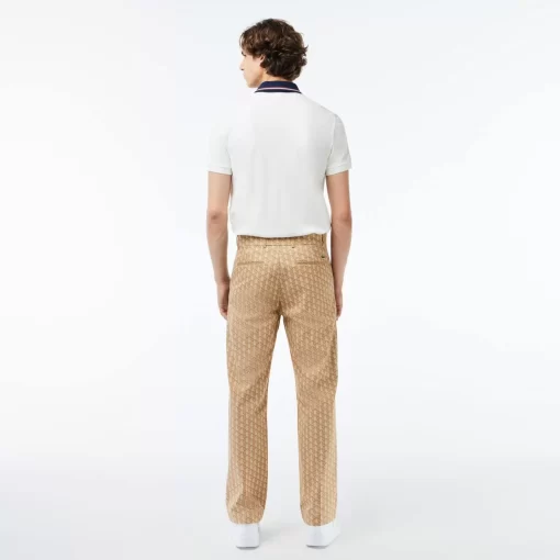 Lacoste Hosen & Shorts>Gerade Geschnittene Chinos Mit Monogramm-Aufdruck Braun / Beige / Weis Qiz