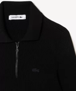 Lacoste Kleider & Röcke>Geripptes Langes Polokleid Aus Nahtloser Strickware Schwarz 031