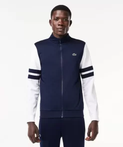 Lacoste Tennis>Geripptes Tennis Sweatshirt Navy Blau / Weis 525