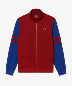 Lacoste Tennis>Geripptes Tennis Sweatshirt Burgunder / Navy Blau Isx