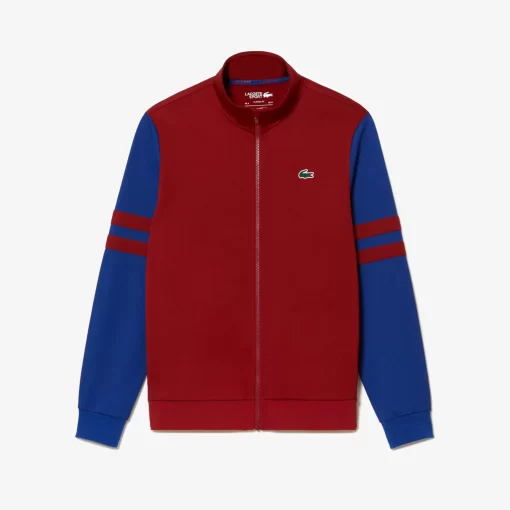 Lacoste Tennis>Geripptes Tennis Sweatshirt Burgunder / Navy Blau Isx