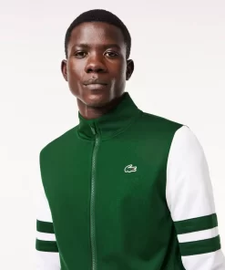 Lacoste Tennis>Geripptes Tennis Sweatshirt Grun / Weis 291