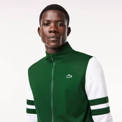 Lacoste Tennis>Geripptes Tennis Sweatshirt Grun / Weis 291