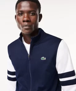 Lacoste Tennis>Geripptes Tennis Sweatshirt Navy Blau / Weis 525