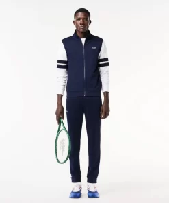 Lacoste Tennis>Geripptes Tennis Sweatshirt Navy Blau / Weis 525