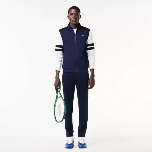 Lacoste Tennis>Geripptes Tennis Sweatshirt Navy Blau / Weis 525