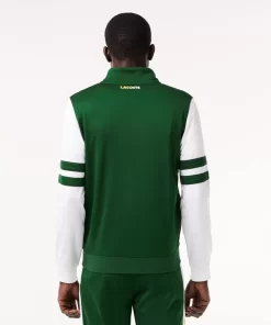 Lacoste Tennis>Geripptes Tennis Sweatshirt Grun / Weis 291