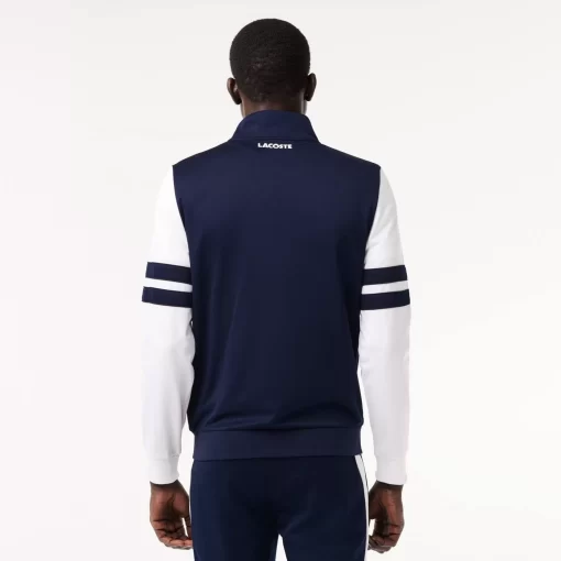 Lacoste Tennis>Geripptes Tennis Sweatshirt Navy Blau / Weis 525