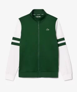 Lacoste Tennis>Geripptes Tennis Sweatshirt Grun / Weis 291