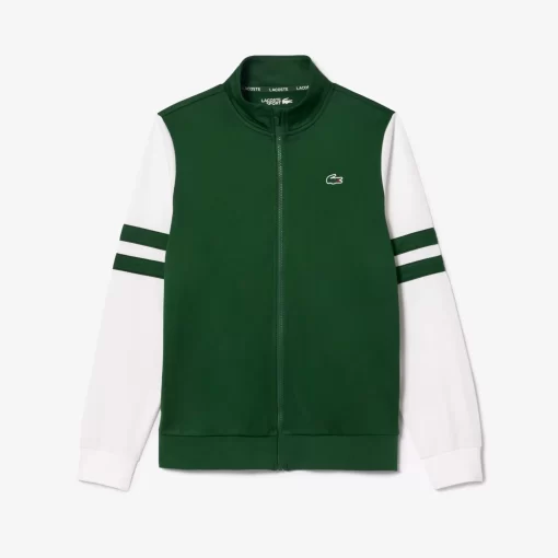 Lacoste Tennis>Geripptes Tennis Sweatshirt Grun / Weis 291