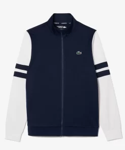 Lacoste Tennis>Geripptes Tennis Sweatshirt Navy Blau / Weis 525