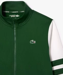 Lacoste Tennis>Geripptes Tennis Sweatshirt Grun / Weis 291