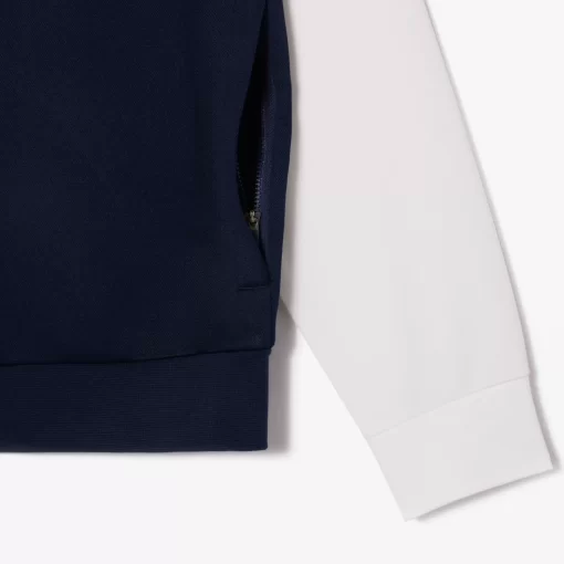 Lacoste Tennis>Geripptes Tennis Sweatshirt Navy Blau / Weis 525