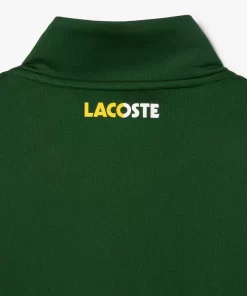 Lacoste Tennis>Geripptes Tennis Sweatshirt Grun / Weis 291