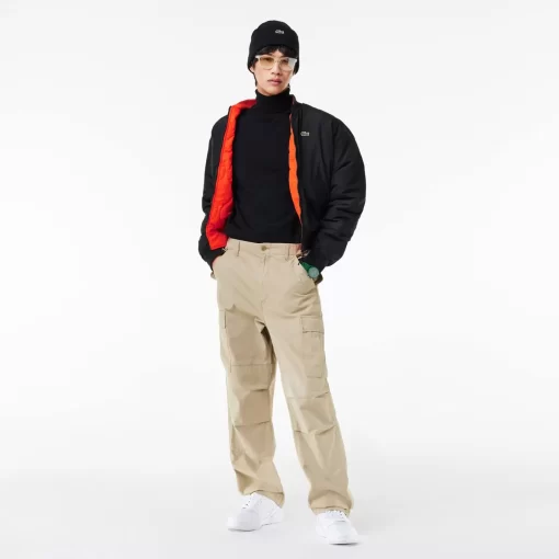 Lacoste Jacken & Mäntel>Gesteppte Herren-Wende-Bomberjacke Schwarz / Orange Qxi