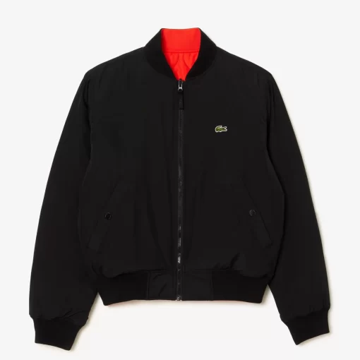 Lacoste Jacken & Mäntel>Gesteppte Herren-Wende-Bomberjacke Schwarz / Orange Qxi