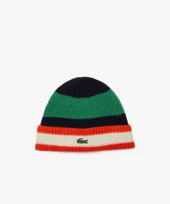 Lacoste Caps & Hüte>Gestreifter Woll-Beanie Weis / Orange / Navy Blau / Grun / Blau Qi5