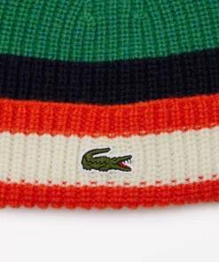 Lacoste Caps & Hüte>Gestreifter Woll-Beanie Weis / Orange / Navy Blau / Grun / Blau Qi5