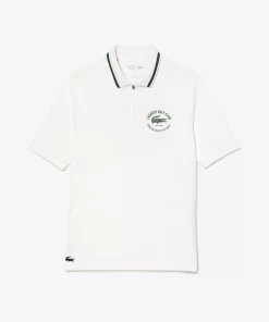 Lacoste Golf>Golf-Poloshirt Aus Ultra-Dry Ripstop-Pique Mit Reisverschlusskragen Weis / Grun X0N