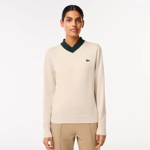 Lacoste Golf>Golf-Pullover Aus Pima-Baumwolle Weis / Grun Pib