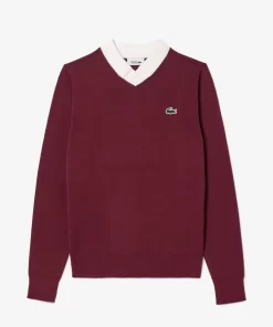 Lacoste Golf>Golf-Pullover Aus Pima-Baumwolle Burgunder / Weis Iv0