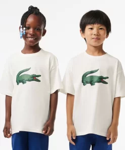 Lacoste Jungenkleidung>Grafisches T-Shirt Aus Baumwolle Mit Aufdruck Weis 70V