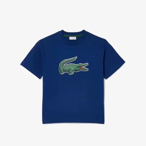 Lacoste Jungenkleidung>Grafisches T-Shirt Aus Baumwolle Mit Aufdruck Navy Blau F9F