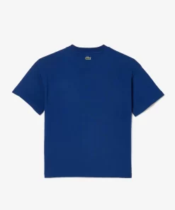 Lacoste Jungenkleidung>Grafisches T-Shirt Aus Baumwolle Mit Aufdruck Navy Blau F9F