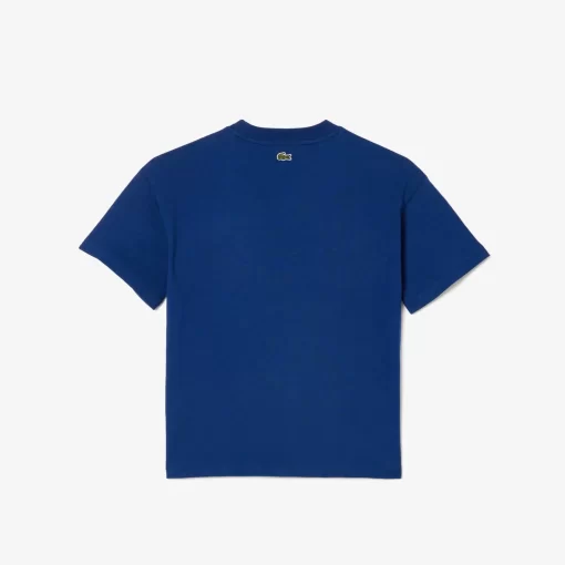 Lacoste Jungenkleidung>Grafisches T-Shirt Aus Baumwolle Mit Aufdruck Navy Blau F9F