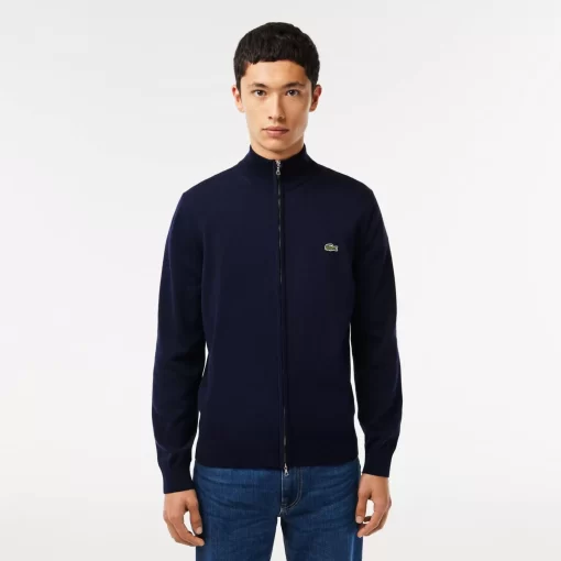 Lacoste Pullover>Herren Baumwollpullover Aus Bio-Baumwolle Mit Stehkragen Navy Blau 166