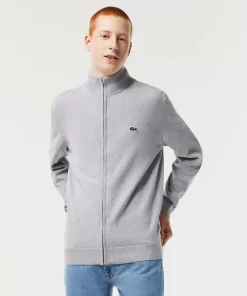 Lacoste Pullover>Herren Baumwollpullover Aus Bio-Baumwolle Mit Stehkragen Heidekraut Grau Cca