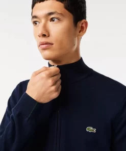 Lacoste Pullover>Herren Baumwollpullover Aus Bio-Baumwolle Mit Stehkragen Navy Blau 166