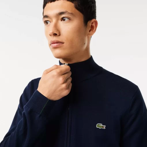 Lacoste Pullover>Herren Baumwollpullover Aus Bio-Baumwolle Mit Stehkragen Navy Blau 166