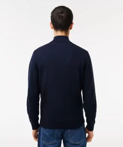 Lacoste Pullover>Herren Baumwollpullover Aus Bio-Baumwolle Mit Stehkragen Navy Blau 166