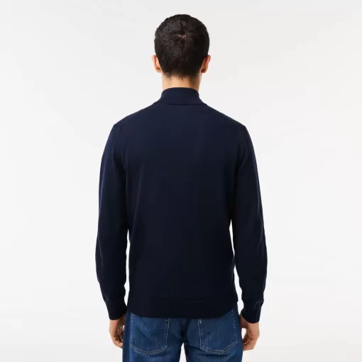 Lacoste Pullover>Herren Baumwollpullover Aus Bio-Baumwolle Mit Stehkragen Navy Blau 166