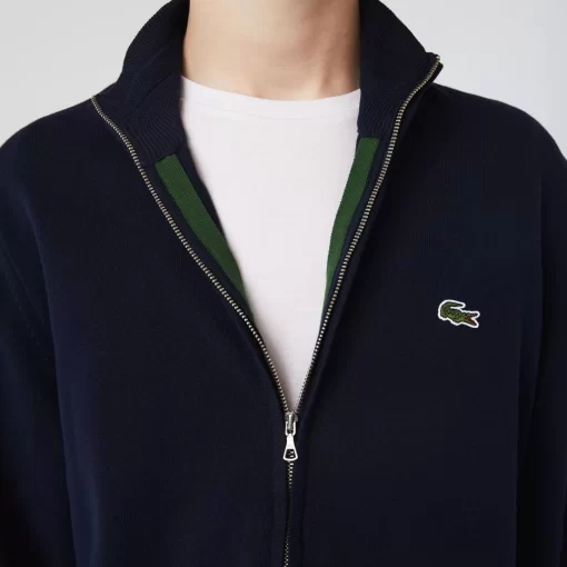 Lacoste Pullover>Herren Baumwollpullover Aus Bio-Baumwolle Mit Stehkragen Navy Blau 166