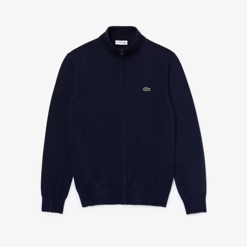 Lacoste Pullover>Herren Baumwollpullover Aus Bio-Baumwolle Mit Stehkragen Navy Blau 166