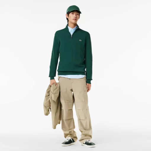 Lacoste Pullover>Herren Baumwollpullover Mit Reisverschluss Sinople Grun Yzp