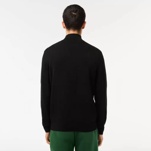 Lacoste Pullover>Herren Baumwollpullover Mit Reisverschluss Schwarz 031