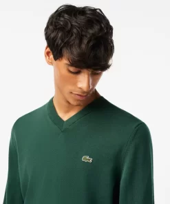 Lacoste Pullover>Herren Baumwollpullover Mit V-Ausschnitt Sinople Grun Yzp