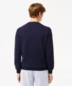 Lacoste Pullover>Herren Baumwollpullover Mit V-Ausschnitt Navy Blau 166