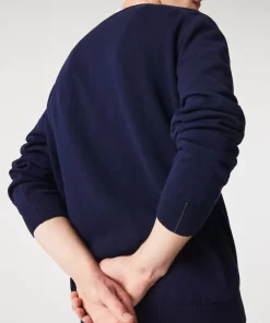 Lacoste Pullover>Herren Baumwollpullover Mit V-Ausschnitt Navy Blau 166