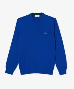 Lacoste Pullover>Herren Baumwollpullover Mit V-Ausschnitt Kobaltblau Jq0