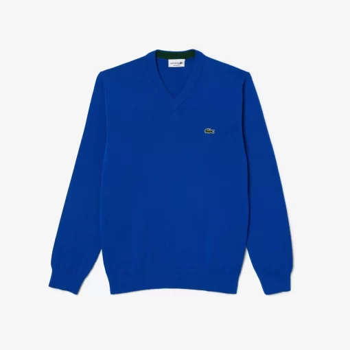 Lacoste Pullover>Herren Baumwollpullover Mit V-Ausschnitt Kobaltblau Jq0