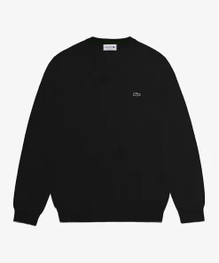 Lacoste Pullover>Herren Baumwollpullover Mit V-Ausschnitt Schwarz 031