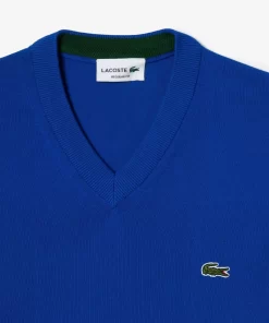 Lacoste Pullover>Herren Baumwollpullover Mit V-Ausschnitt Kobaltblau Jq0