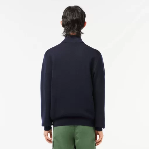 Lacoste Pullover>Herren Cardigan Aus Wolle Navy Blau 166