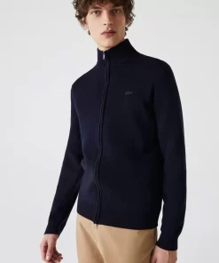 Lacoste Pullover>Herren Cardigan Aus Wolle Navy Blau 166