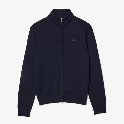 Lacoste Pullover>Herren Cardigan Aus Wolle Navy Blau 166