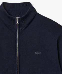 Lacoste Pullover>Herren Cardigan Aus Wolle Navy Blau 166